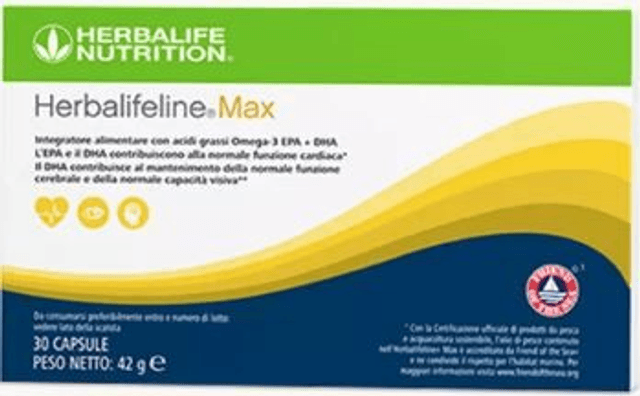 Herbalifeline® Max – Integratore Omega-3 EPA e DHA da Olio di Pesce Sostenibile – 30 Capsule